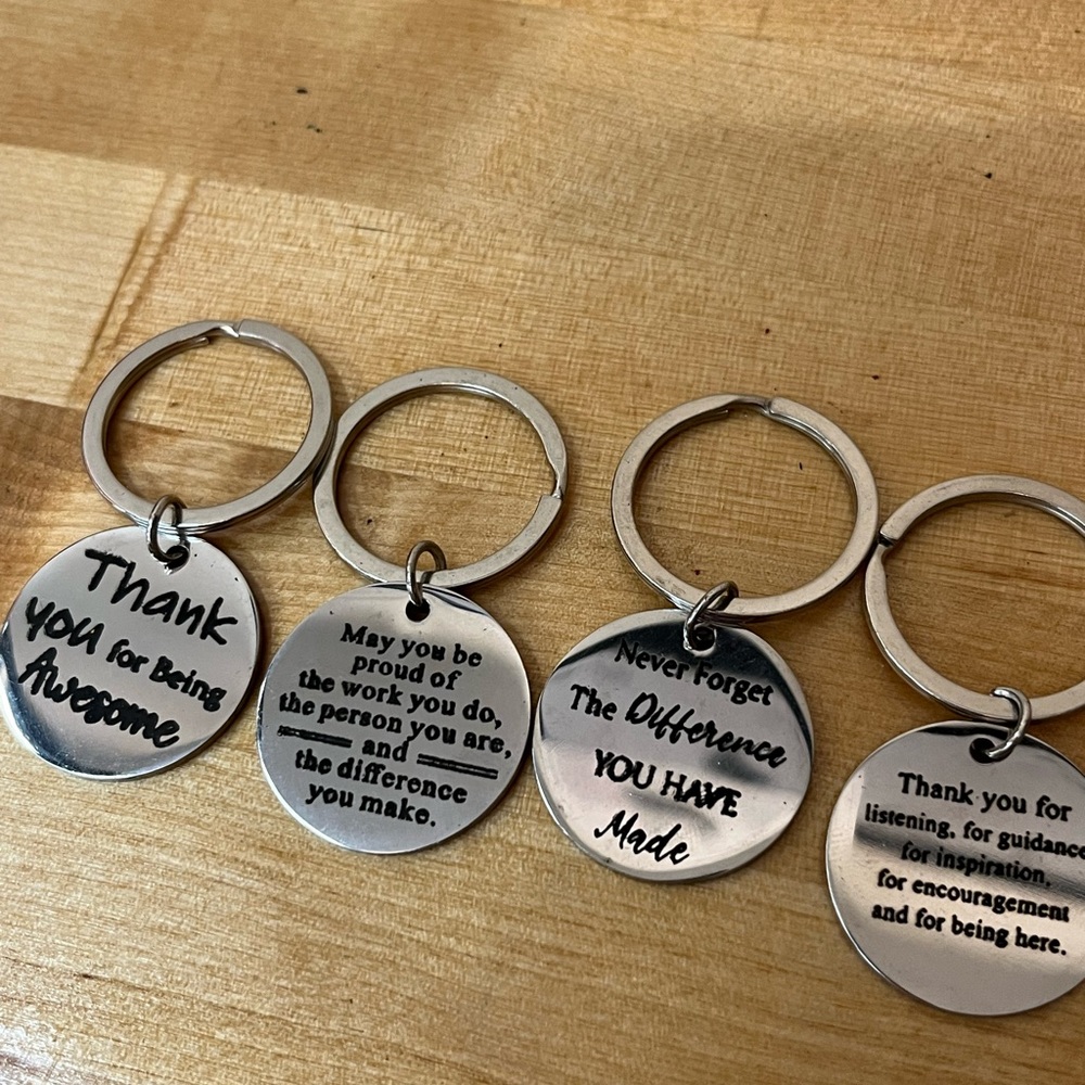 Metal Keychain Bag Charm lot of 5 Appreciation Gift Thank You - Picture 11 of 11